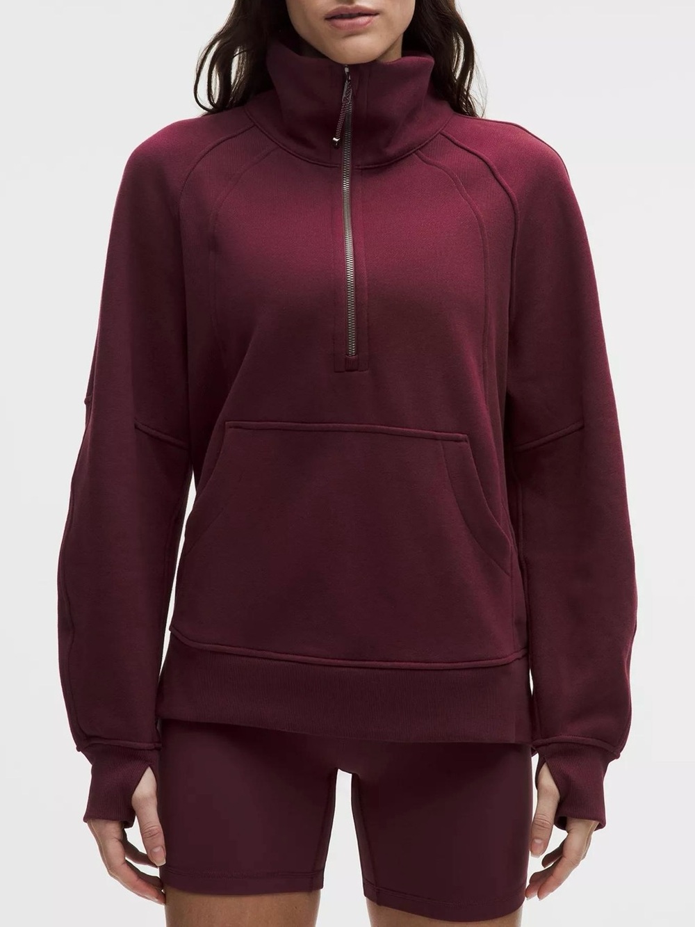 Lululemon Scuba Oversized Funnel-Neck Half Zip Long XL / XXL Burgundy Bay
